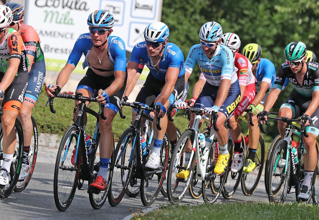 Gazprom - RusVelo riders in the Tour of Slovenia peloton