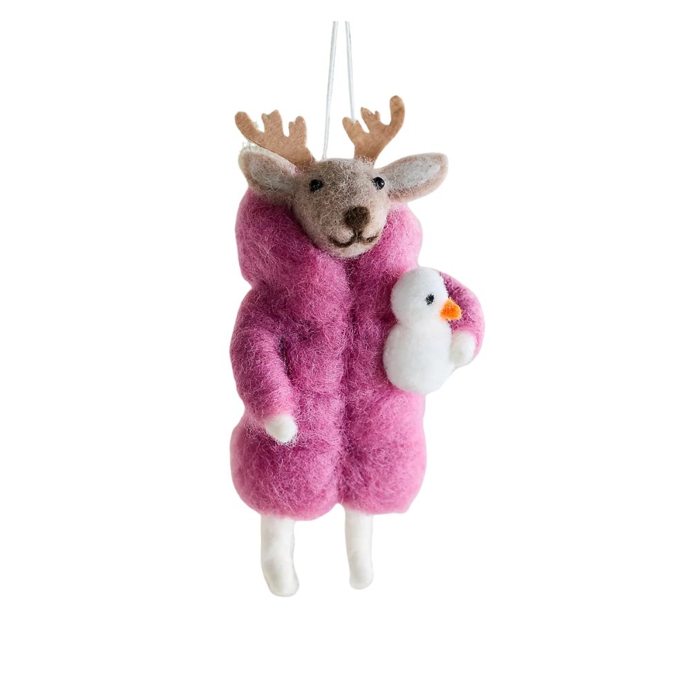 Puffer Reindeer Felt Critter Ornament