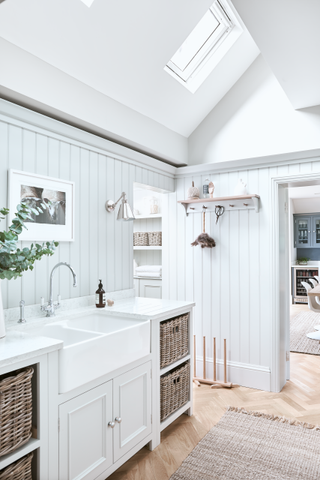 a utility room idea with classic wall panelling