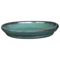 Teal ceramic plant saucer, Lowes