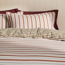 M&S Pure Brushed Cotton Striped Bedding Set