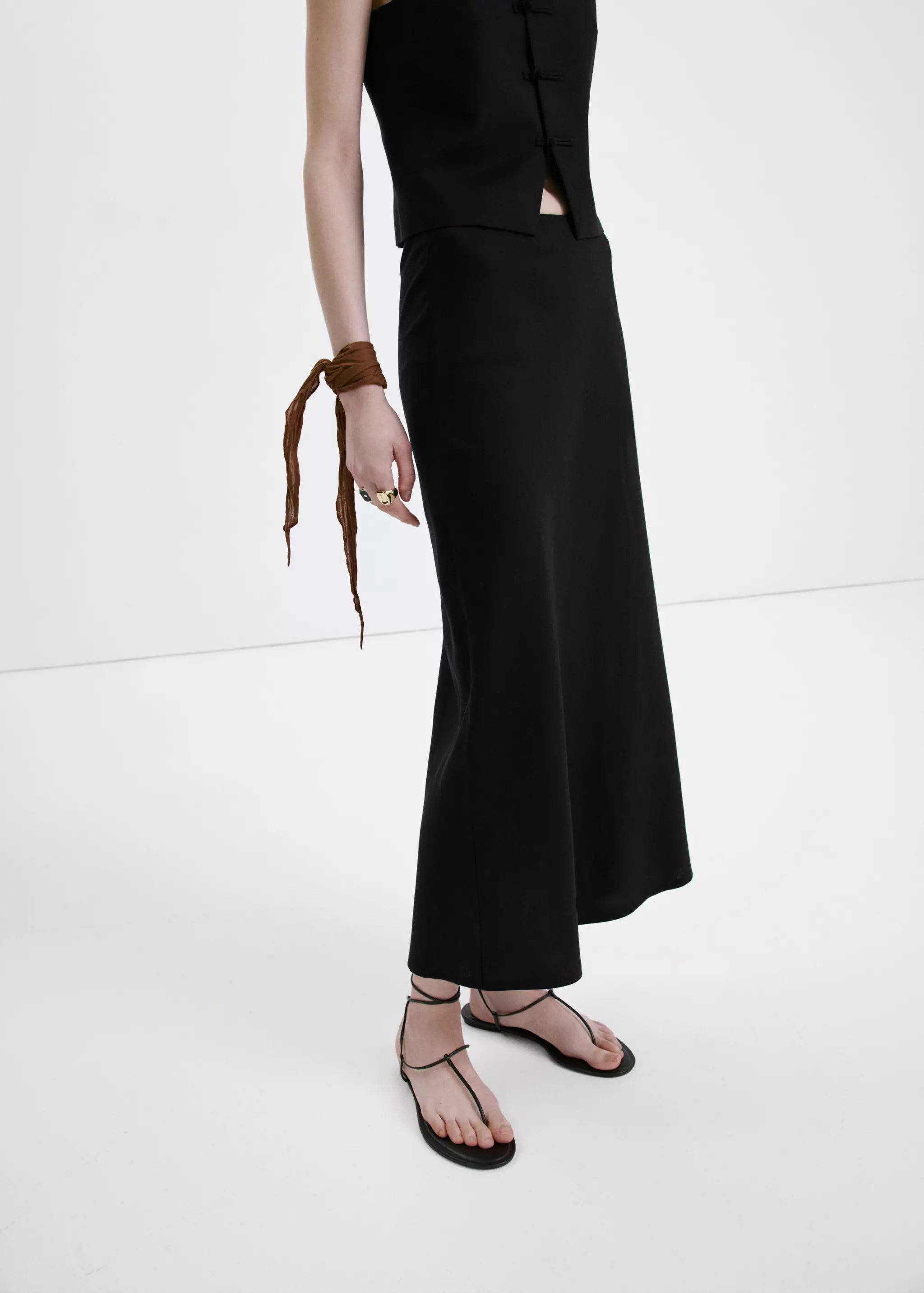 Linen-Blend Straight Skirt - Women | Mango Usa