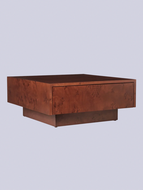 Burl Storage Coffee Table in Dark Stained Burl