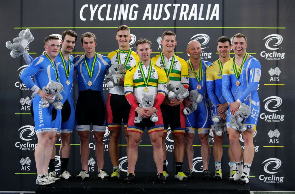 The men's sprint title was won by SA's Patrick Constable, Matt Glaetzer and Ben Scholl