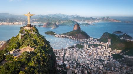 Corcovado Mountain, Sugarloaf Mountain and Guanabara Bay in Rio de Janeiro 