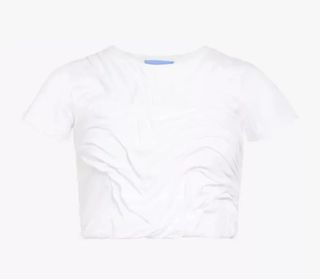 Di Petsa's 'wetlook' draped T-shirt in white.