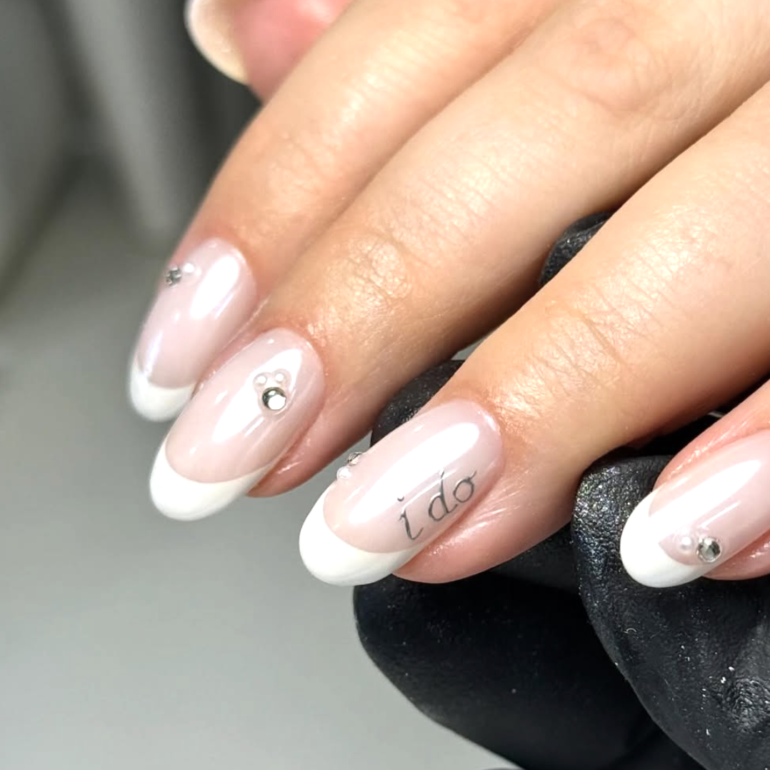 A milky French manicure.