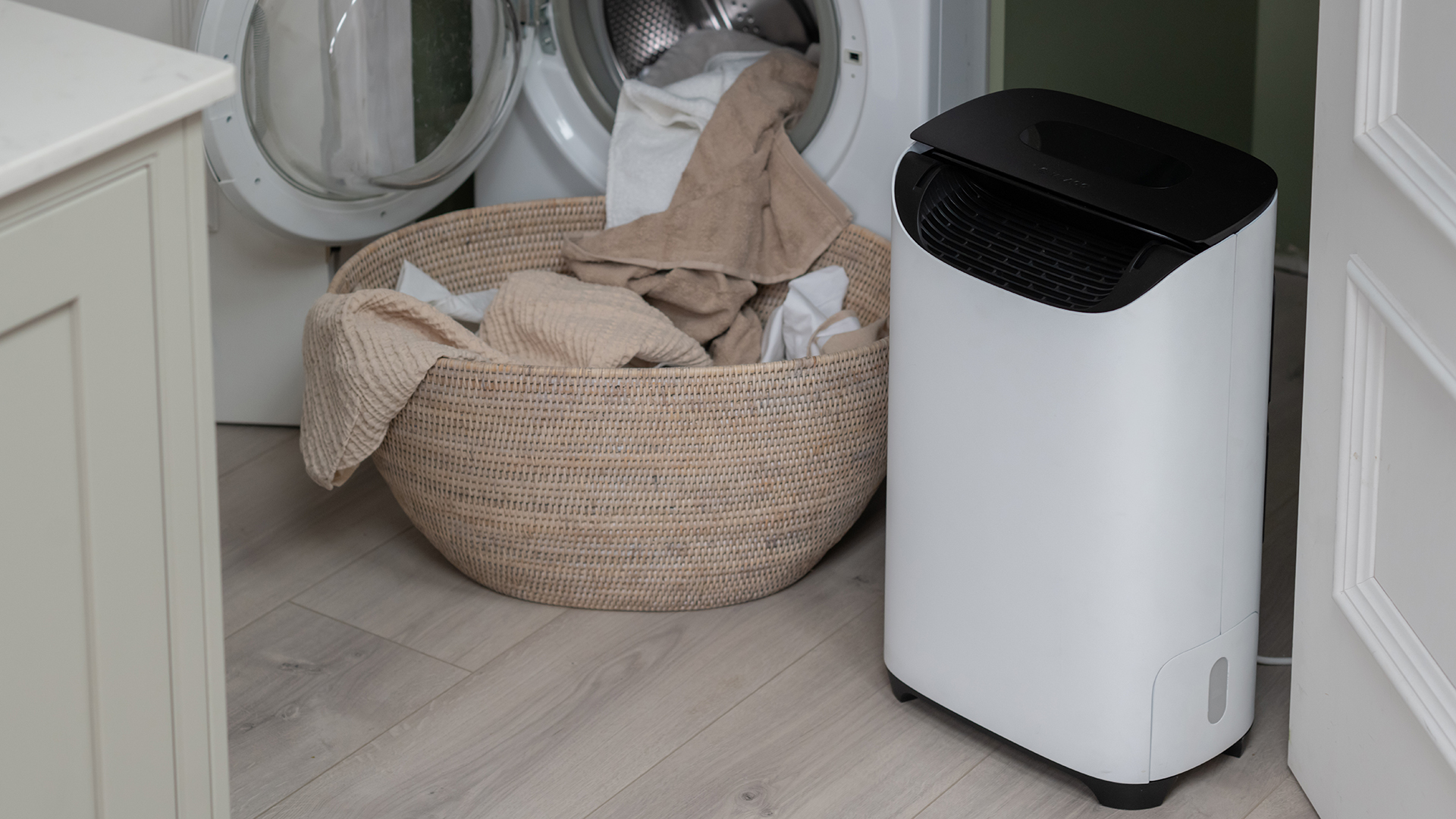 Meaco dehumidifier being used to dry clothes