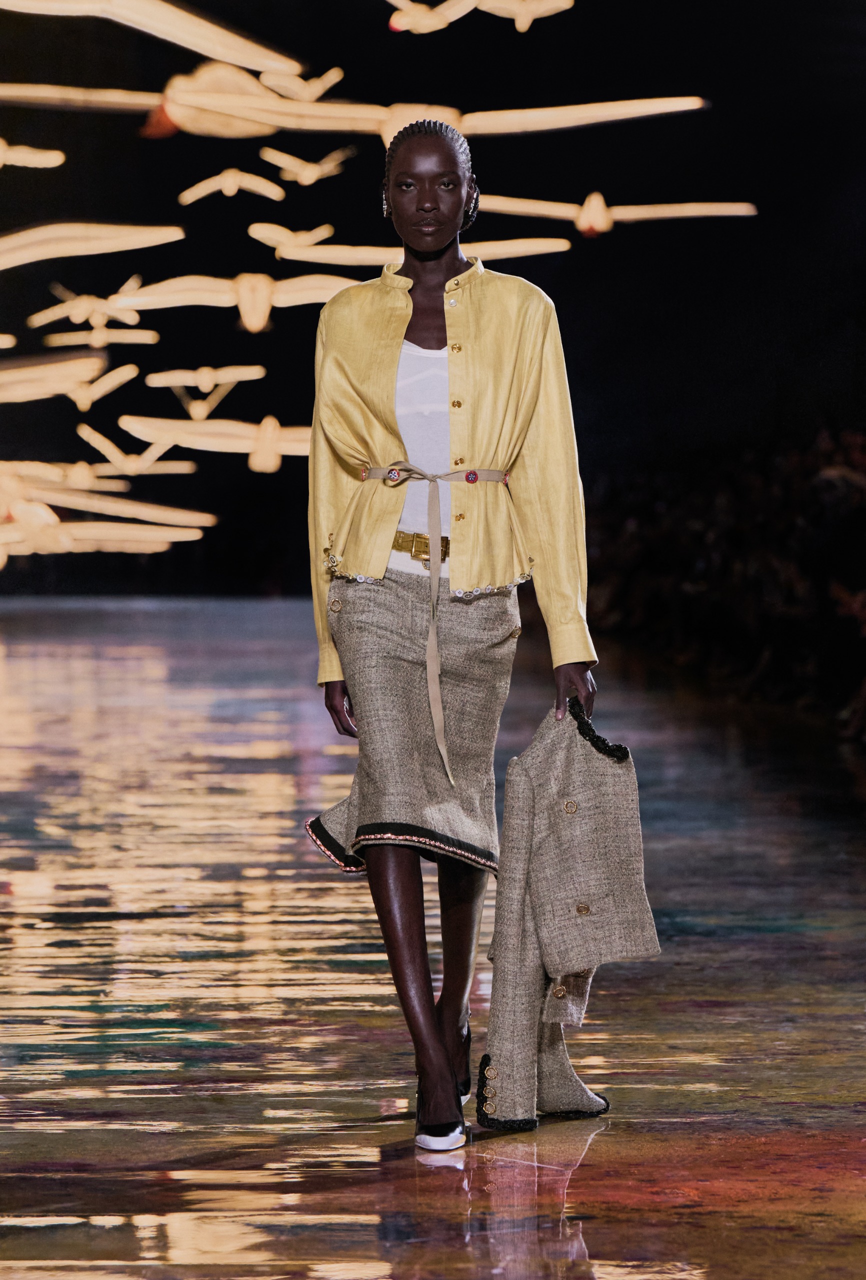 Chanel S/S 27 runway, tweed knee skirts