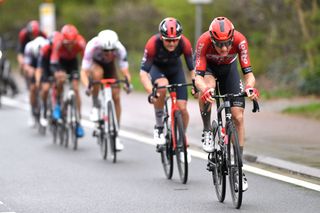 OVERIJSE BELGIUM APRIL 13 Tim Wellens of Belgium and Team Lotto Soudal competes in the breakaway during the 62nd De Brabantse Pijl La Flche Brabanonne 2022 Mens Elite a 2051km one day race from Leuven to Overijse BP22 on April 13 2022 in Overijse Belgium Photo by Luc ClaessenGetty Images