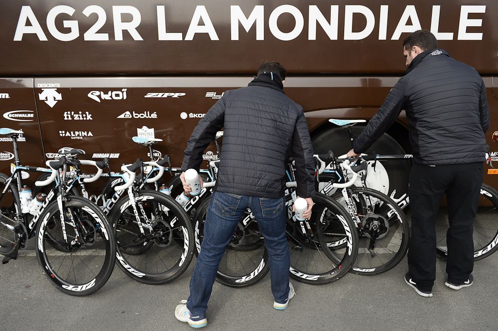 Bikes of the France's AG2R La Mondiale cycling team.