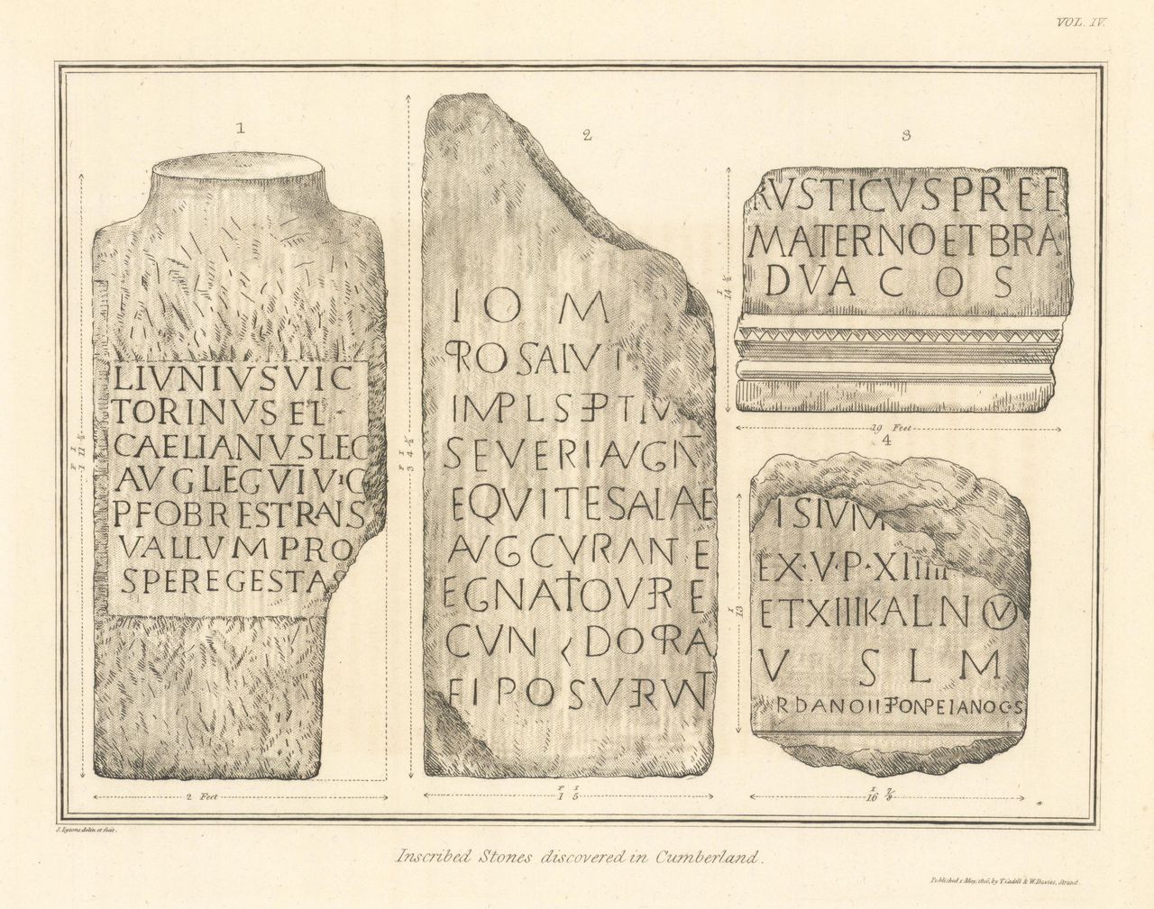 Inscribed Roman stones, drawn and engraved by Samuel Lysons.