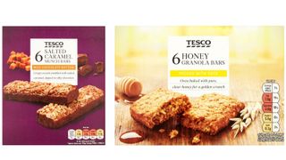 Two images of packaging for Tesco's own-brand cereal bars