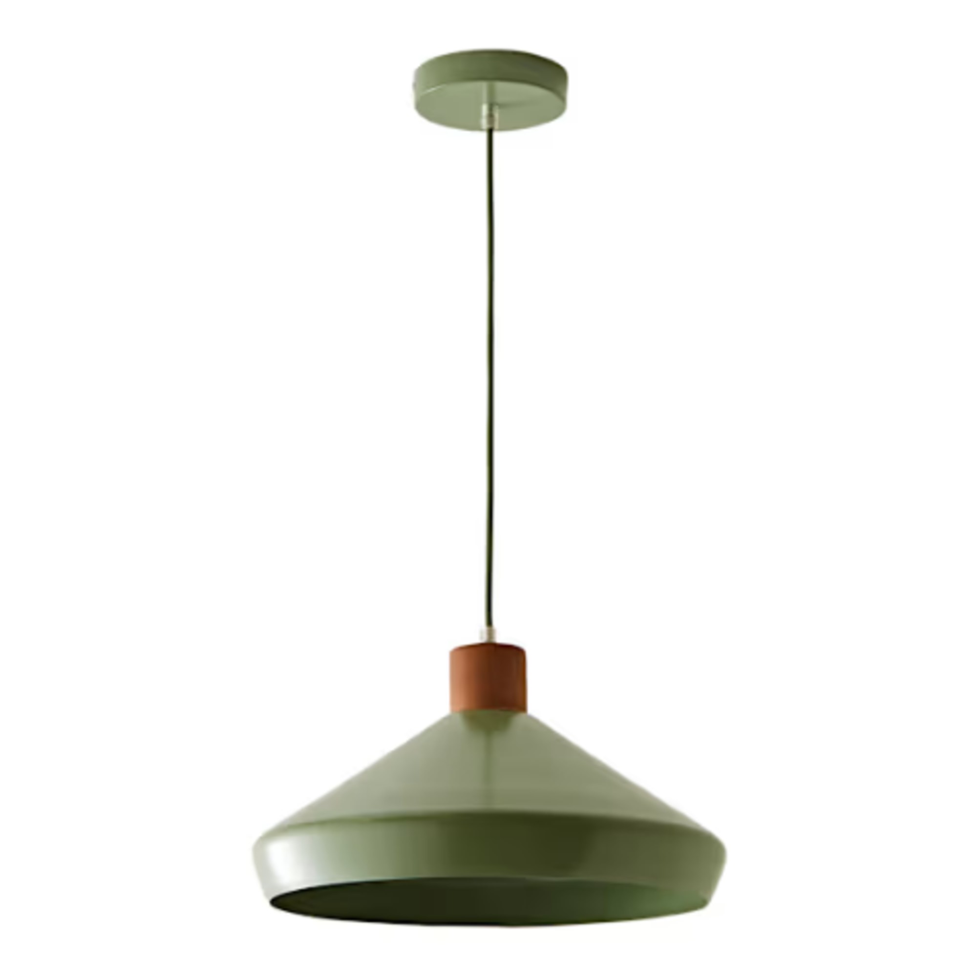 ValueLights Parker Green &amp;amp; Walnut Pendant Ceiling Light