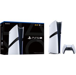 The Sony PlayStation Pro console and box on a white background