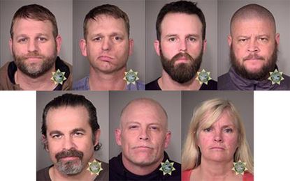 The seven people arrested in connection to the Oregon wildlife refuge standoff.