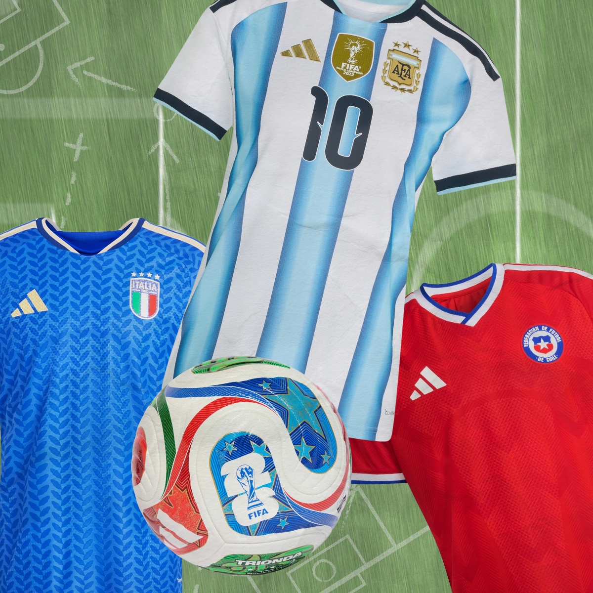 Collage of FIFA x adidas collaboration