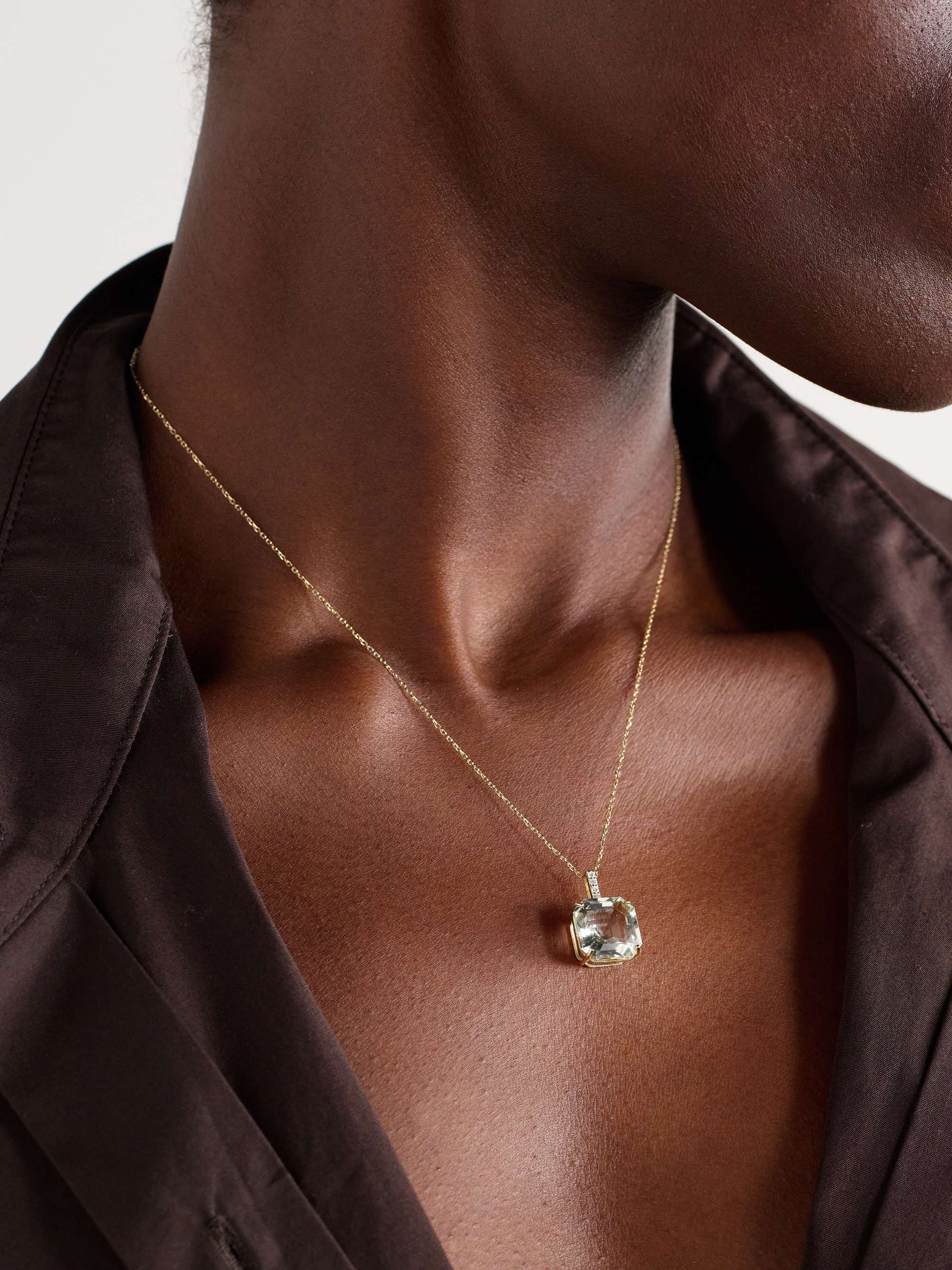 14-Karat Gold Topaz and Diamond Necklace