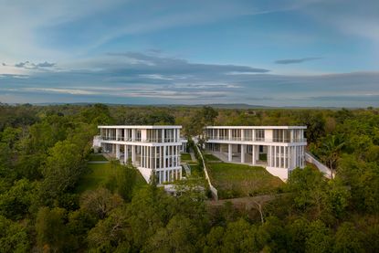 a white Goa villa in the leafy indian forest