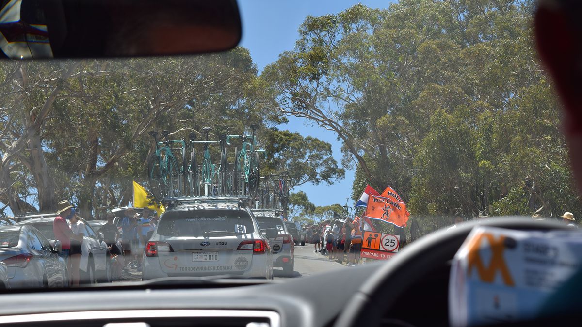 Fans line the road at the KOM competition at The Range