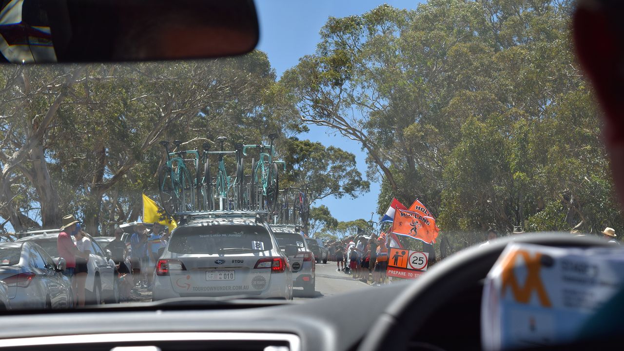 Fans line the road at the KOM competition at The Range