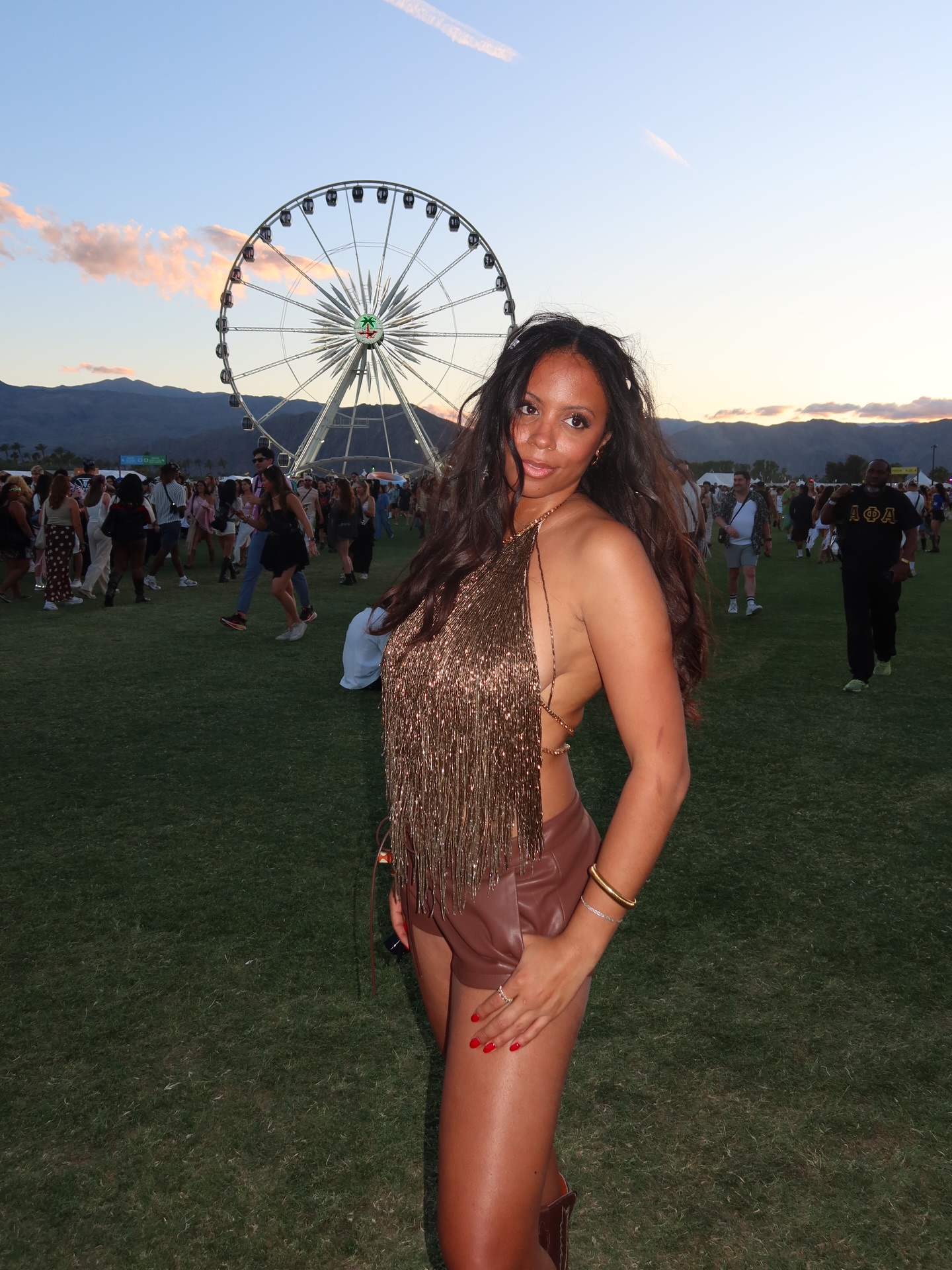 Sierra Mayhew wearing a festival outfit.