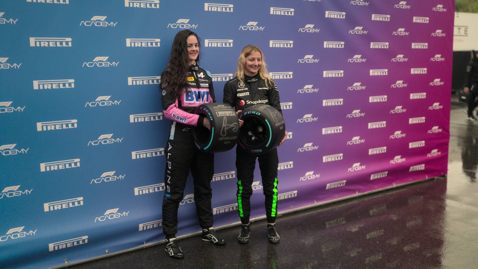 Abbi Pulling and Doriane Pin in Netflix's F1: The Academy.