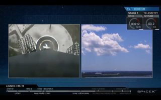 Two different views of a SpaceX Falcon 9 first stage coming in for a landing on Aug. 14, 2017.