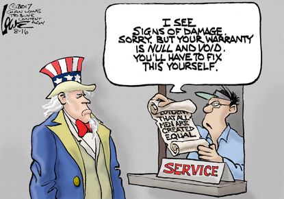 Political cartoon U.S. Constitution racism