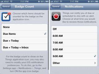 Things for iPhone notification settings