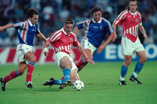 David Ginola (second from right) in action for France against Czech Republic in 1994.