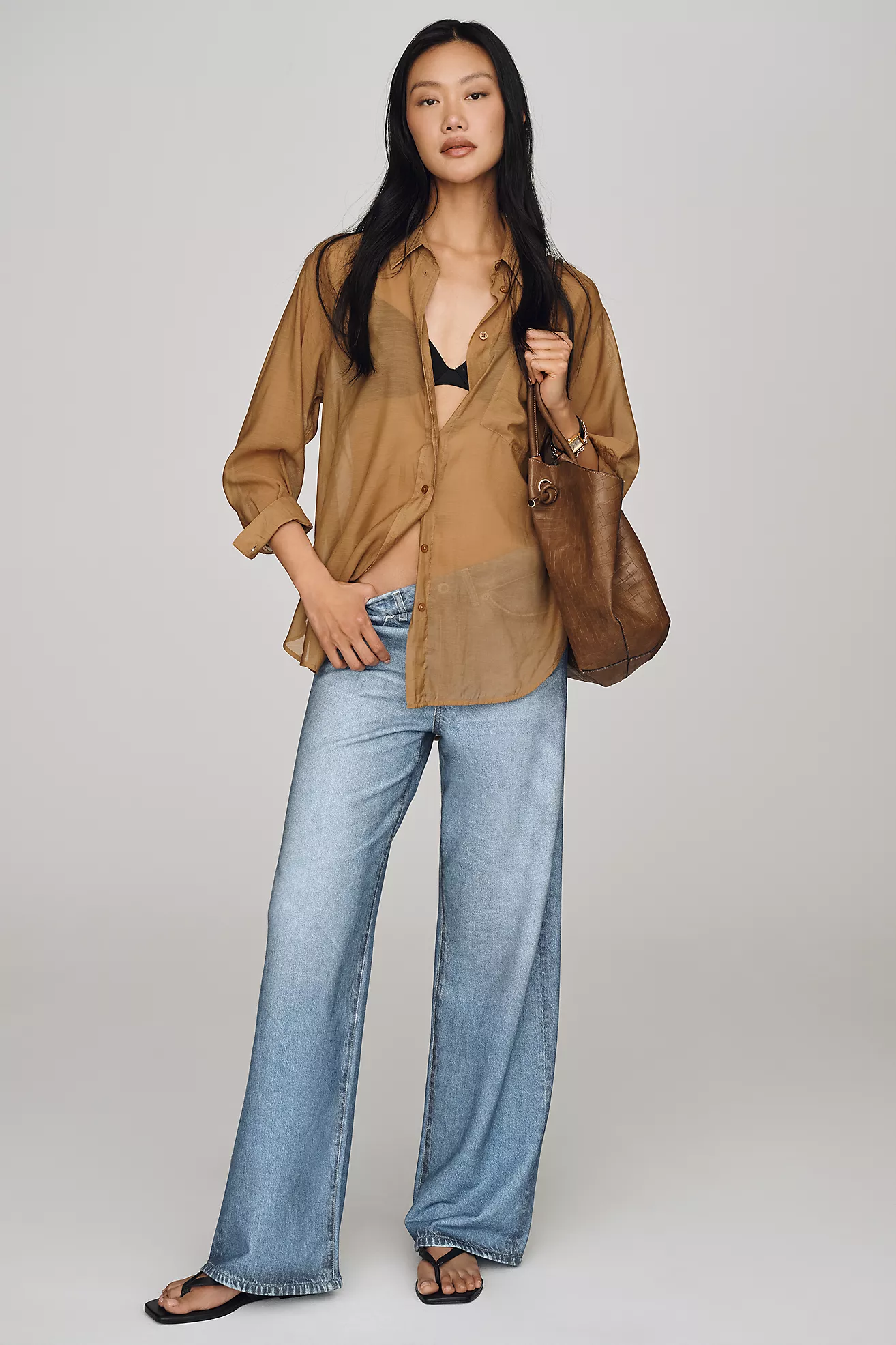 Ag Adria Mid-Rise Wide-Leg Sweatpant Jeans