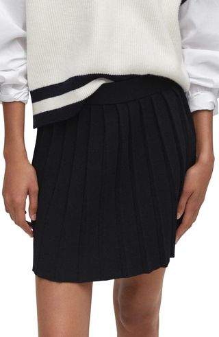 Pleated Knit Miniskirt