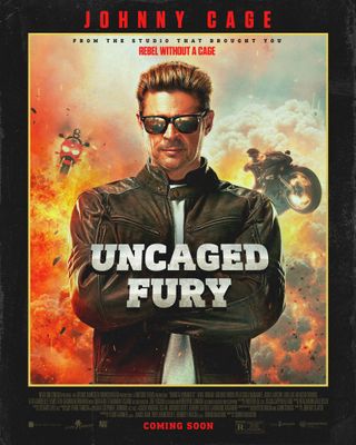 Karl Urban as Johnny Cage on a movie poster