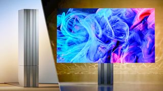 The C Seed N1 MicroLED TV can fold up on itself when not in use.