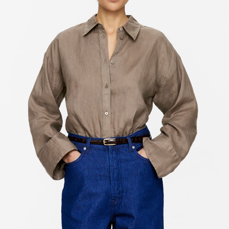Image of brown linen shirts