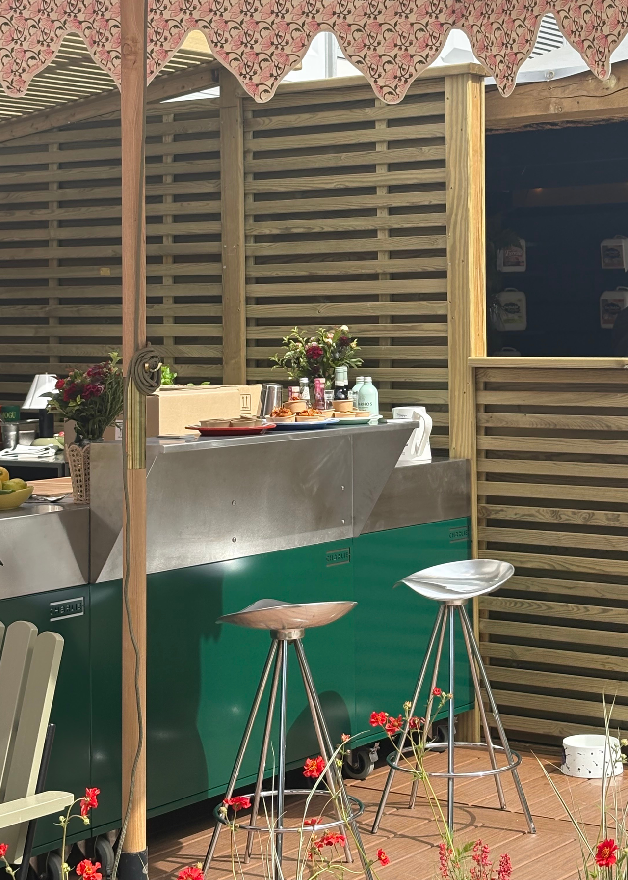 An outdoor cooking island at the Chelsea Flower Show 2026