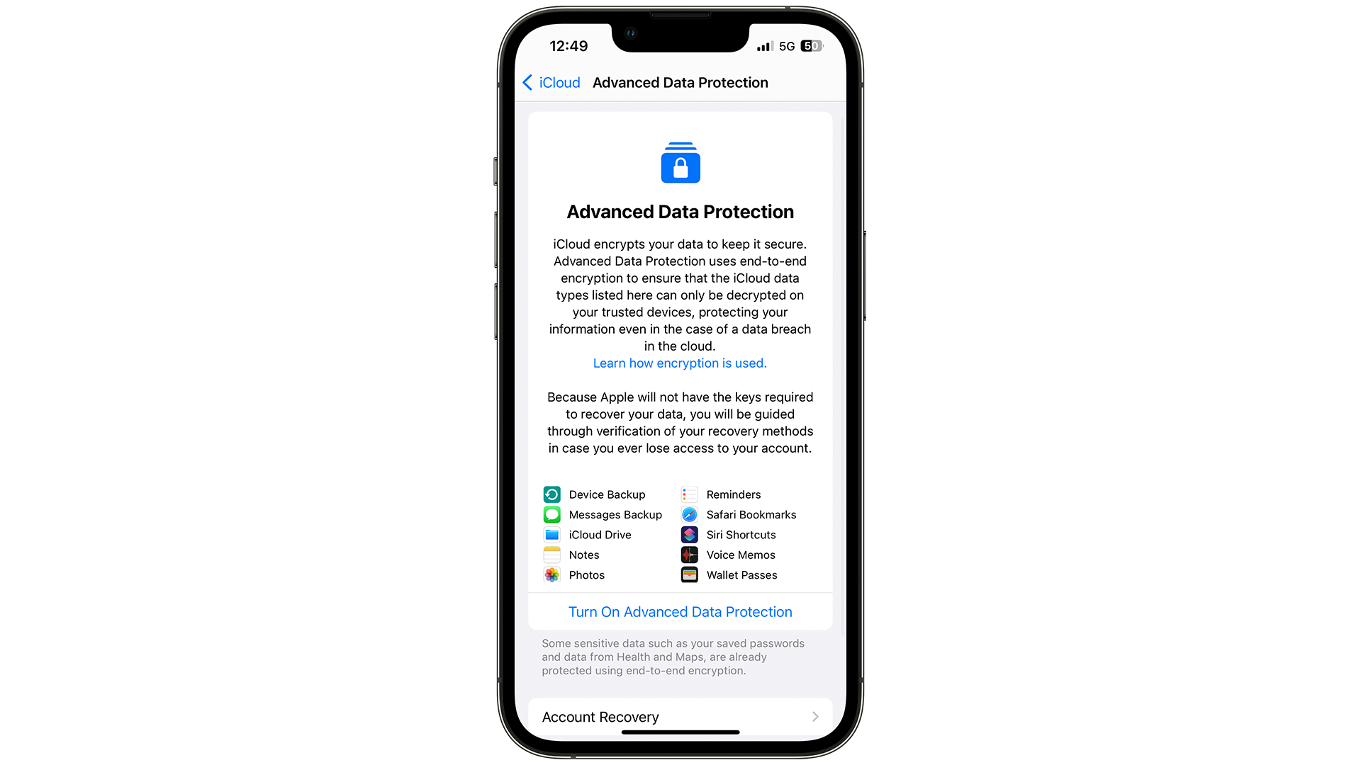 Protection avancée des données iOS 16.3