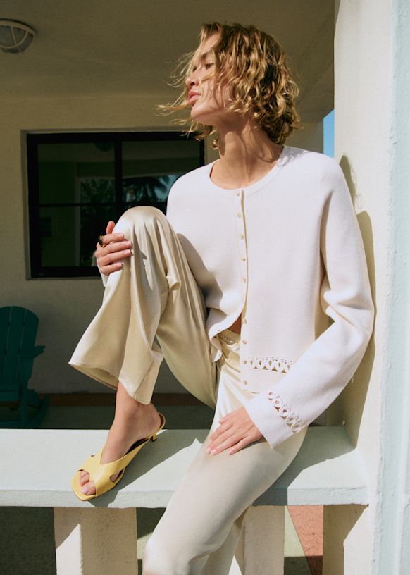 Anais Cardigan - Ecru - Merino Wool - Sézane