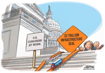 Political Cartoon U.S. Congress two trillion infrastructure Nancy Pelosi 2020 election