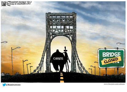 Political Cartoon U.S. Christie Suspends