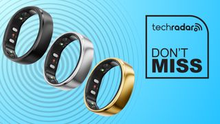 Three smart rings on a blue background