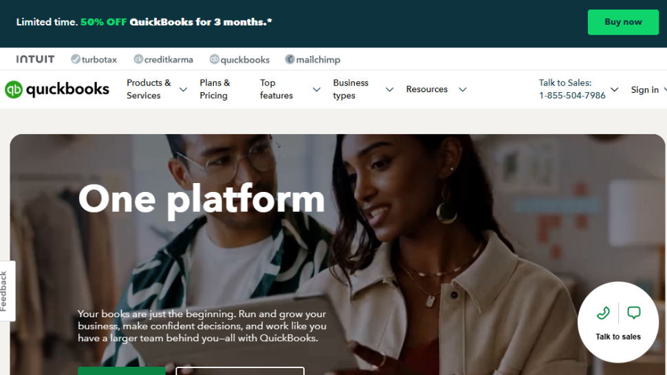 QuickBooks website screenshot (May 2025)