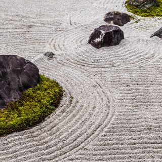 Japanese zen garden with rocks and gravel