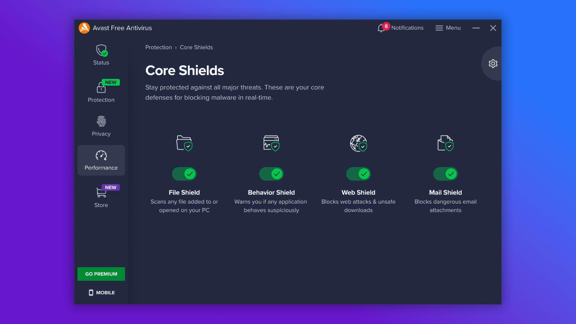 Avast Free shields