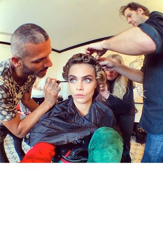Cara Delevingne Gets Her Make-Up Did By A Three-Strong Team