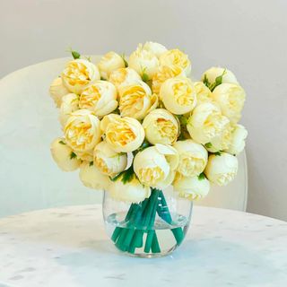 yellow faux peonies