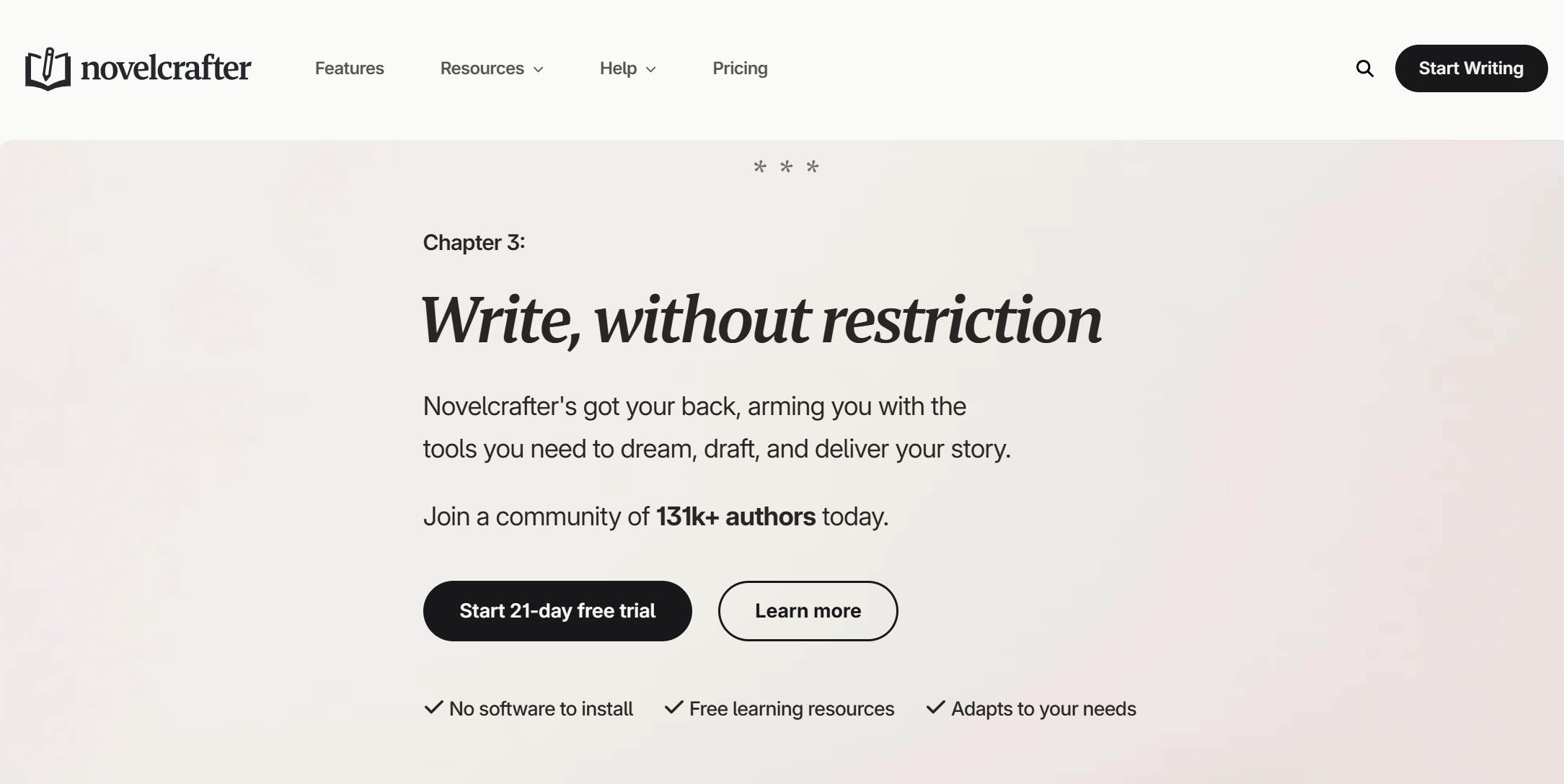 screenshot novelcrafter