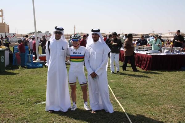 World champion Giorgia Bronzini meets some of the locals.