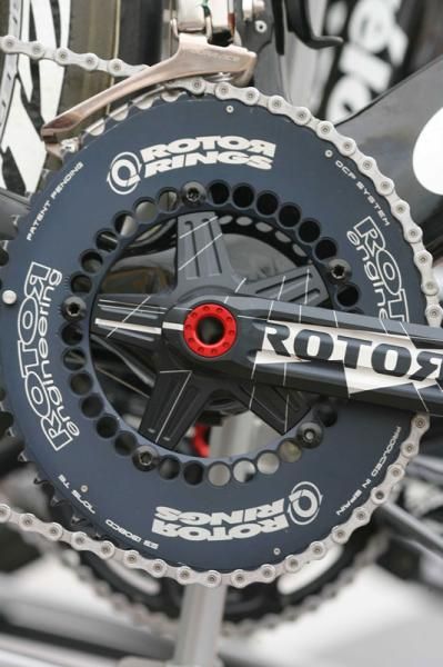 The Rotor crankset of a Cervelo TestTeam rider